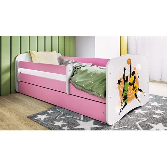 Barnsäng - Babydreams Rosa Med Låda Och Madrass - Basketboll 180x80 Cm