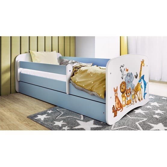 Barnsäng - Babydreams Blå Med Låda - Djur 160x80 Cm