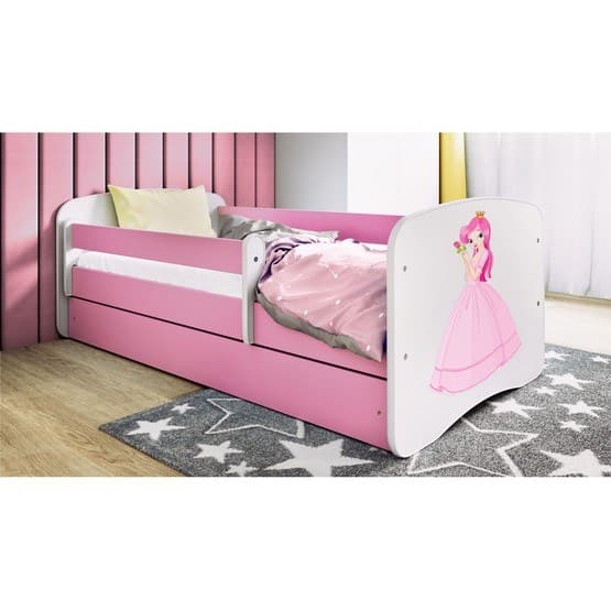 Tremmeseng - Babydreams Pink Med Skuffe Og Madras - Prinsesse 140x70 Cm