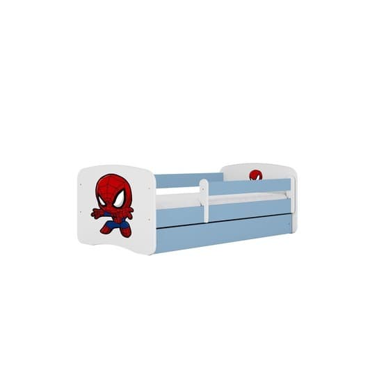 Tremmeseng - Babydreams Blå Med Æske Og Madras - Spiderman 160x80 Cm