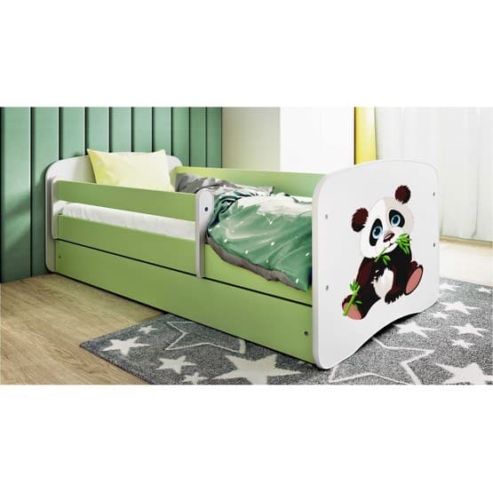 Barnsäng - Babydreams Grön Med Låda - Panda 2 160x80 Cm