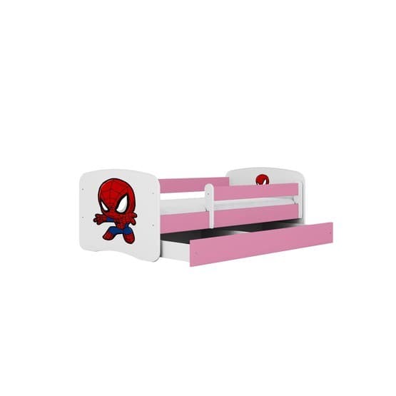 Tremmeseng - Babydreams Pink Med Skuffe Og Madras - Spiderman 160x80 Cm