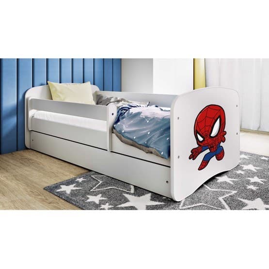 Tremmeseng - Babydreams Hvid Med Skuffe - Spiderman 180x80 Cm