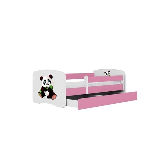 Barnsäng - Babydreams Rosa Med Låda Och Madrass - Panda 2 180x80 Cm