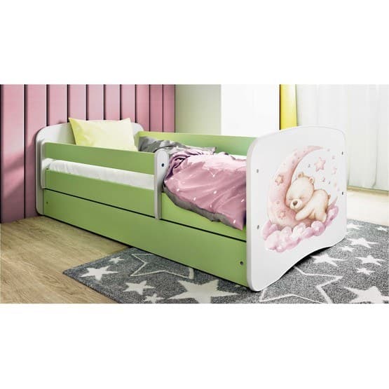 Barnsäng - Babydreams Grön Med Låda - Drömm 160x80 Cm