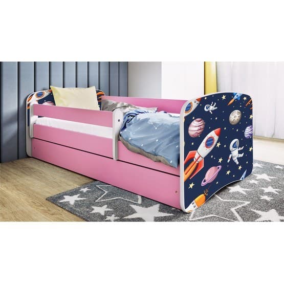 Barnsäng - Babydreams Rosa Med Låda - Cosmos 140x70 Cm