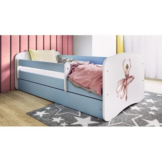Barnsäng - Babydreams Blå Med Låda Och Madrass - Dansare 140x70 Cm