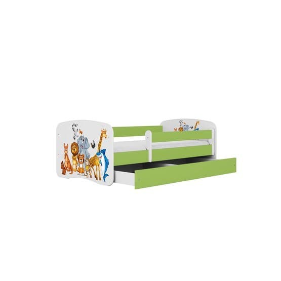 Tremmeseng - Babydreams Grøn Med Skuffe - Dyr 180x80 Cm