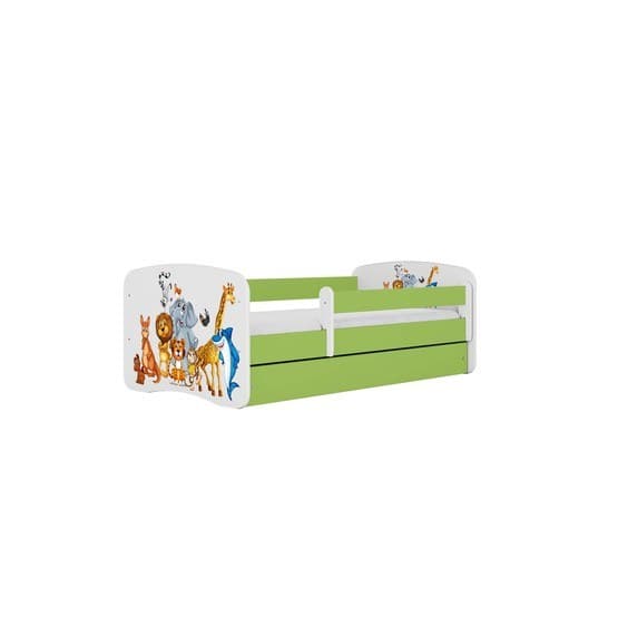 Tremmeseng - Babydreams Grøn Med Skuffe Og Madras - Dyr 180x80 Cm