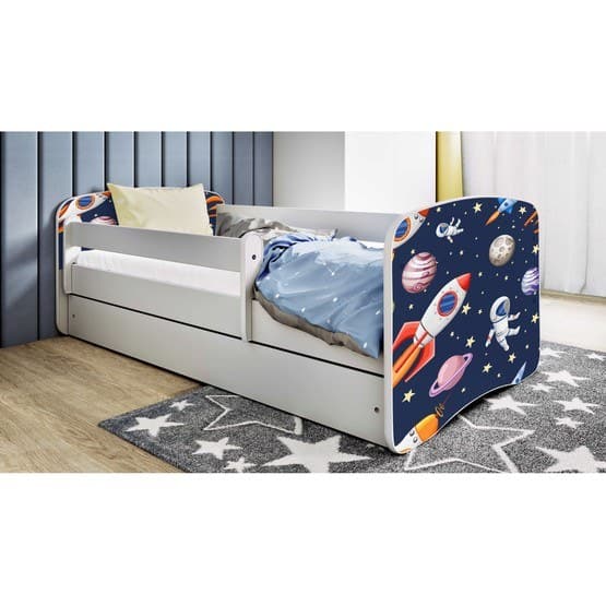 Tremmeseng - Babydreams Hvid Med Skuffe Og Madras - Cosmos 180x80 Cm