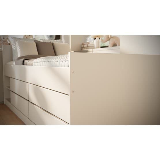 Enkeltseng - Leon Med Madras Og Opbevaring - Hvid - 200x90 Cm