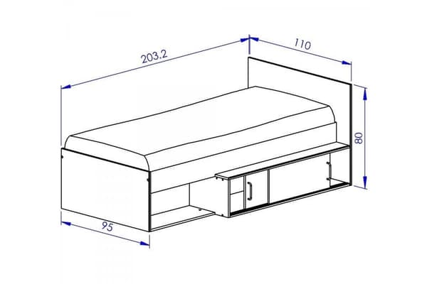 Træ seng - 90x200 cm med praktisk opbevaringsskuffe