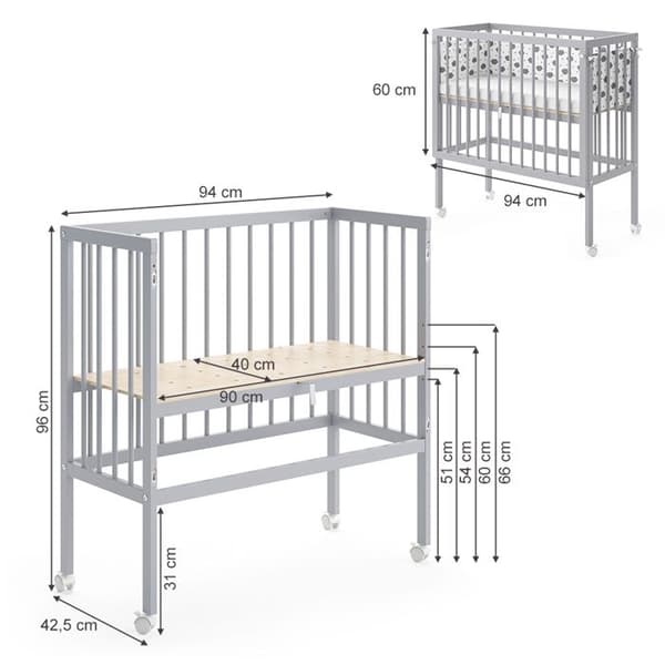 Vitalispa Sophie Daybed, Grå, 40 x 90 cm 2 sidoräcken