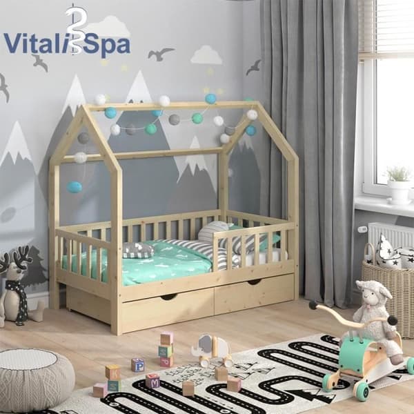 VitaliSpa Wiki barnsäng, kabinsäng, lekplatssäng, 80 x 160, lamellbotten ingår, 2 lådor