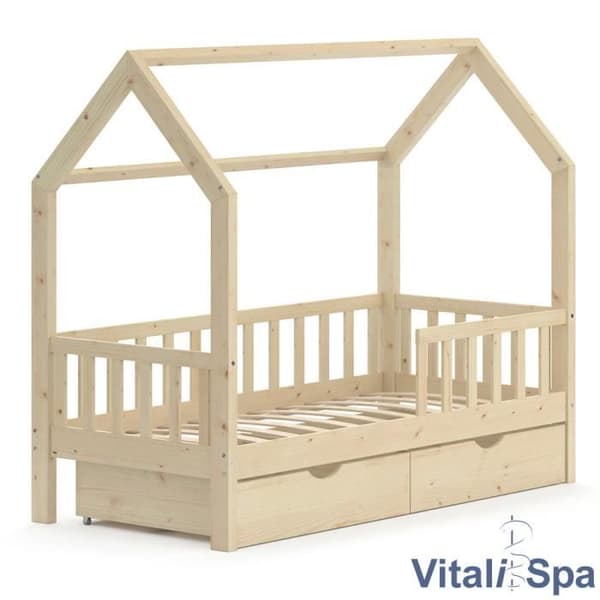 VitaliSpa Wiki barnsäng, kabinsäng, lekplatssäng, 80 x 160, lamellbotten ingår, 2 lådor