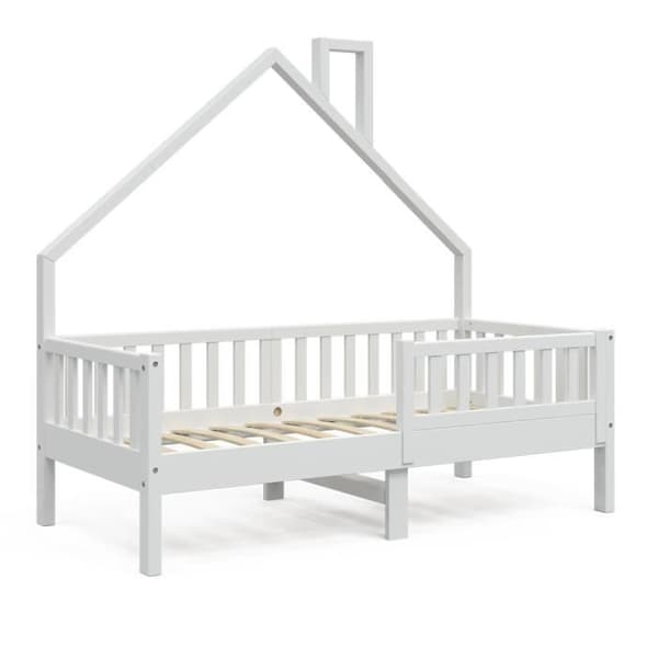 VitaliSpa Noemi hyttsäng, barnsäng, lekplatssäng, 80 x 160 cm, vit, antifallbarriär