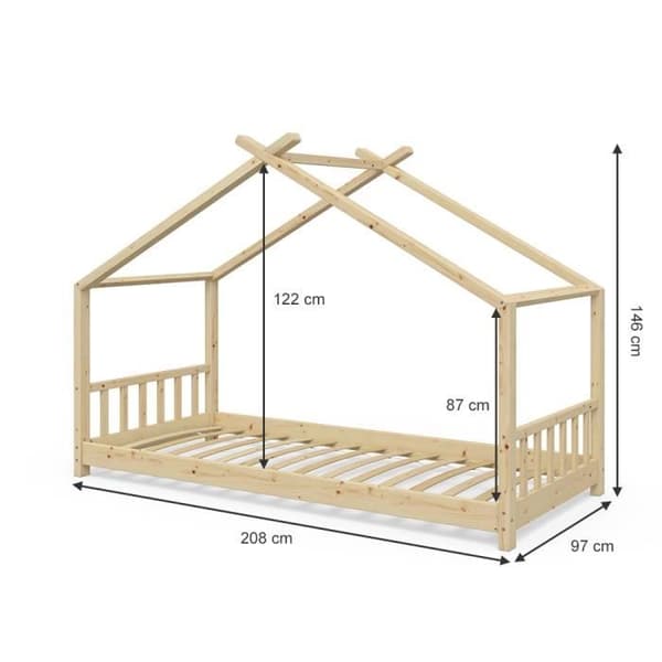 VitaliSpa Barnsäng designhussäng 90x200 Barnsäng i trä hus sovhussäng