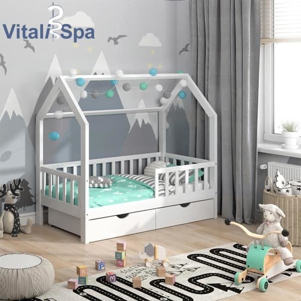 VitaliSpa Wiki barnsäng, kabinsäng, lekplatssäng, 80 x 160, madrass ingår, 2 lådor