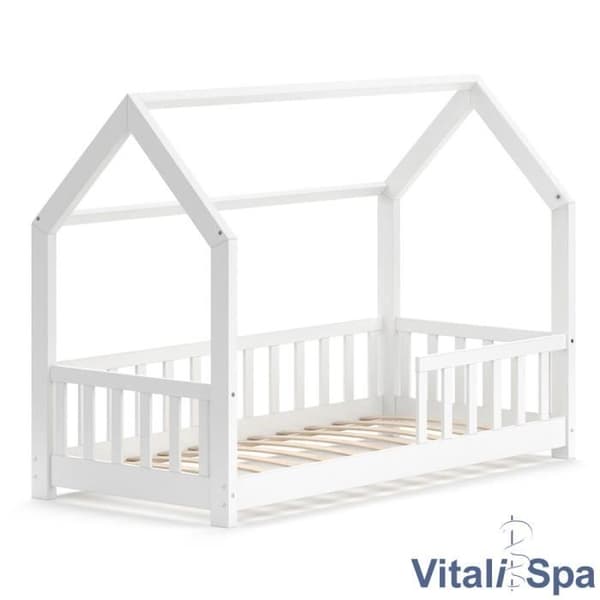 VitaliSpa Wiki barnsäng, kabinsäng, lekplatssäng, 80 x 160 cm, lamellbotten, antifallbarriär