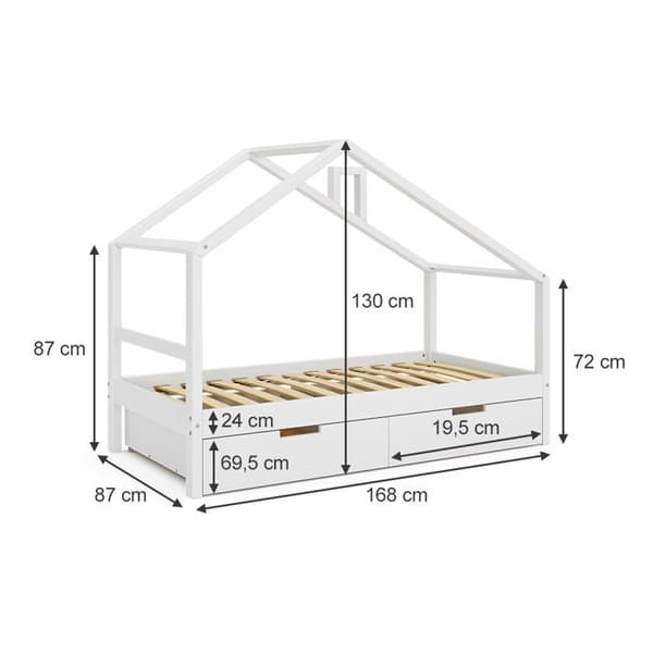 Vitalispa Lori babysäng, Vit, 80x160 cm med lådor, utan madrass