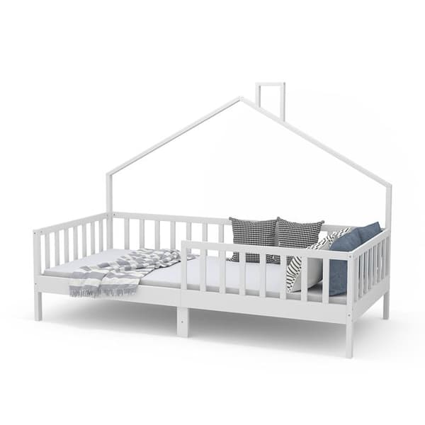 Justus hyttsäng, 90x200 cm med madrass, Vit, Vitalispa
