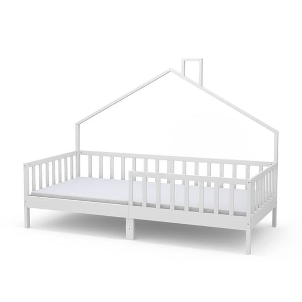 Justus hyttsäng, 90x200 cm med madrass, Vit, Vitalispa