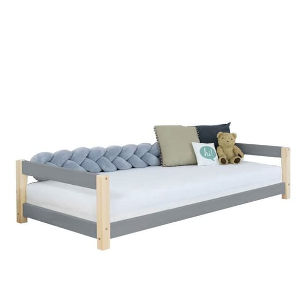 KIDDY barnsäng 90 x 160 grå och naturlig