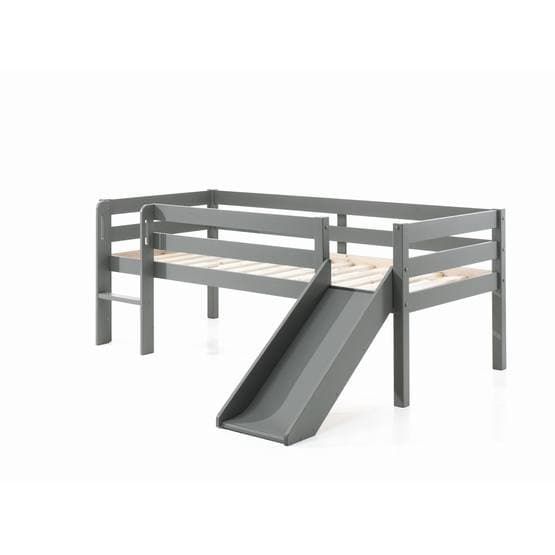 Loftsäng Pino H85 Cm - Med Rutschkana - 90x200 Cm - Grå