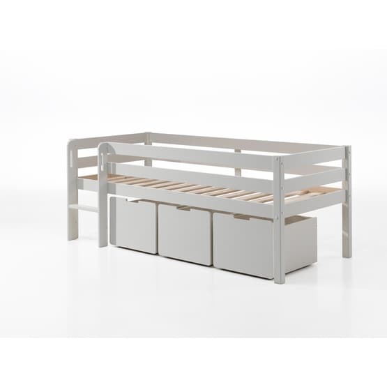 Loftsäng Pino Med 3 Lådor Och Stege - 90x200 Cm - Vit