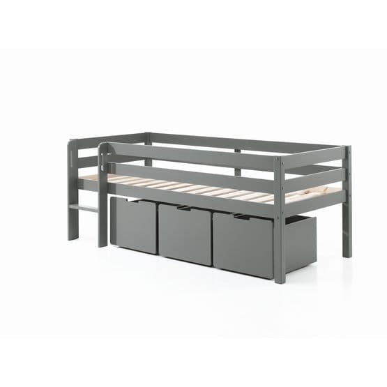Loftseng Pino Med 3 Skuffer Og Stige - 90x200 Cm - Grå