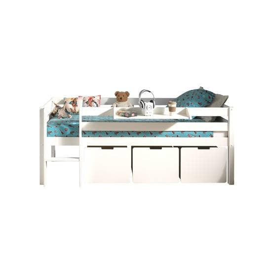 Loftsäng Pino Med 3 Lådor Och Hylla - 90x200 Cm - Vit