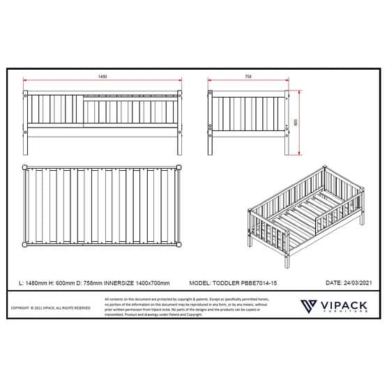 Lasten sänky 70 - 70x140 cm - Harmaa