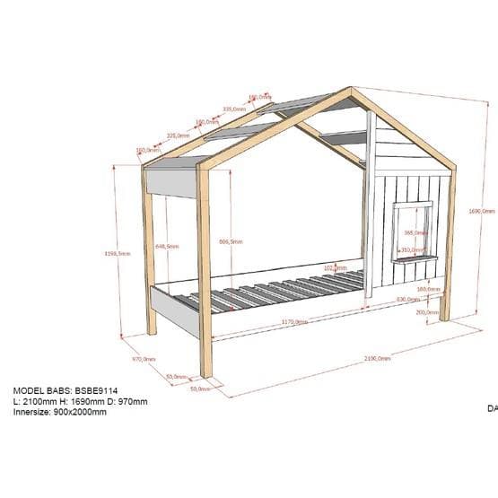 Babs House Seng Med Opredning / Box 90x200 Cm - Hvid