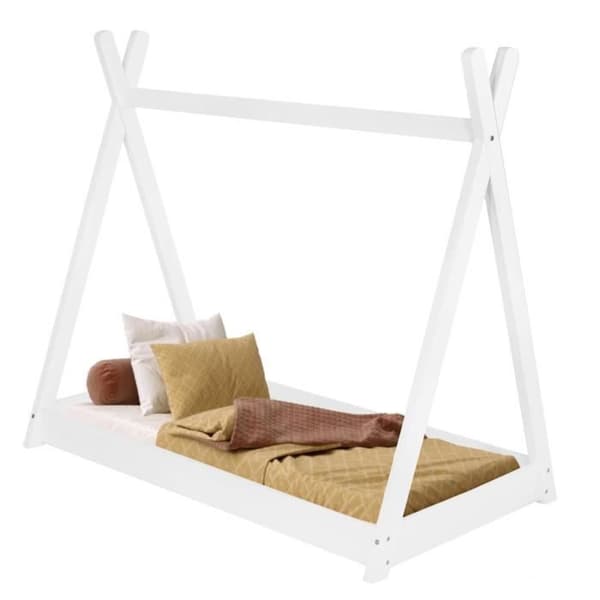 Springos® tipi-säng för barn med lamellbotten, massivt trä 70 x 140 x 130 cm