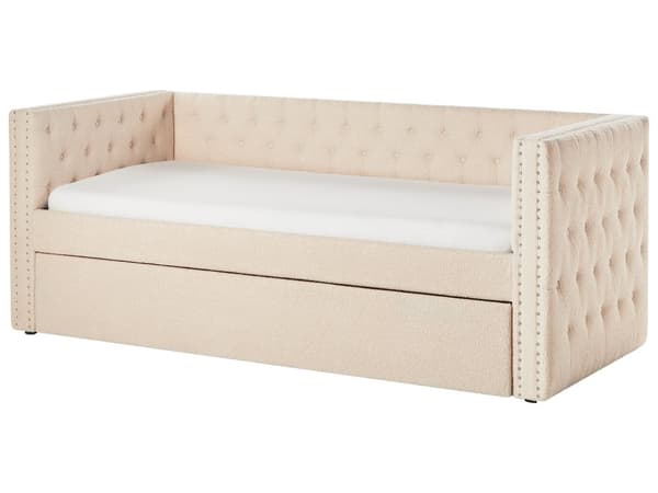 Seng Dagseng Beige Boucle 90 x 200 cm med lamellramme Moderne Glamour stil