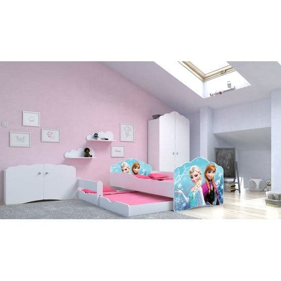 Barnsäng - Fala Med Madrass Och Extrasäng - Anna Och Elsa 2 - 160 x 80 Cm