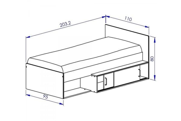 Hållbar Ek & Svart Säng med Förvaringslåda, 90x200cm, 2-års garanti