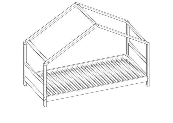 Vit massiv furu barnsäng med förvaringsutrymme, 90x200 cm madrass