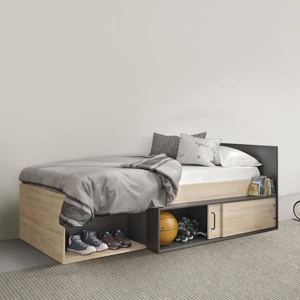 Modern träsäng 90x200cm med förvaringslåda, Kronberg ekstil - Perfekt för unga vuxna