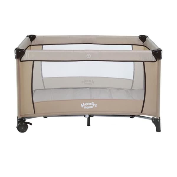 Hopfällbar resesäng för barn HanksKids beige 72,5 x 126 cm Extrasäng för bebisar