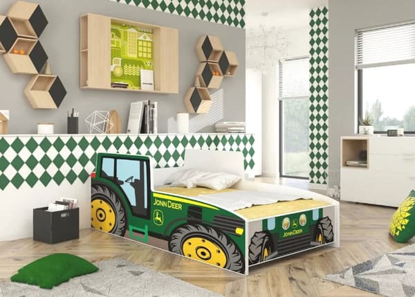 John Deere Inspirerad Grön Traktorsäng för Barn, 160x80 cm, Enkel Montering