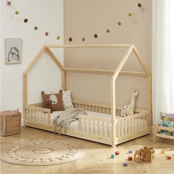 Lit Enfant - Laiba Kids - Ensemble Lit Nocturne Naturel - 90x190 cm - Trä - Beige
