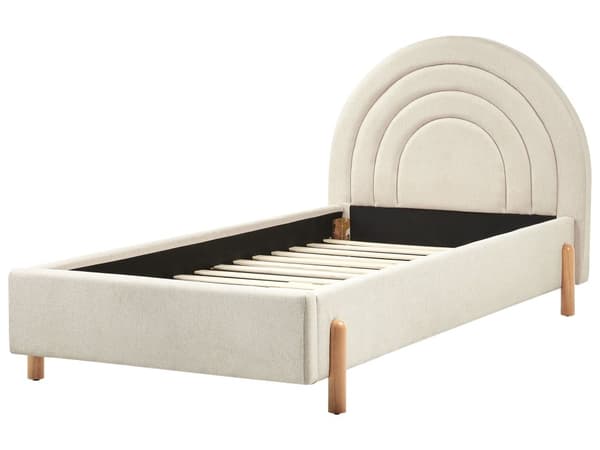Enkeltseng Beige Stoff Enkeltseng 90 x 200 cm Minimalistisk Retro Design Oppbevaring