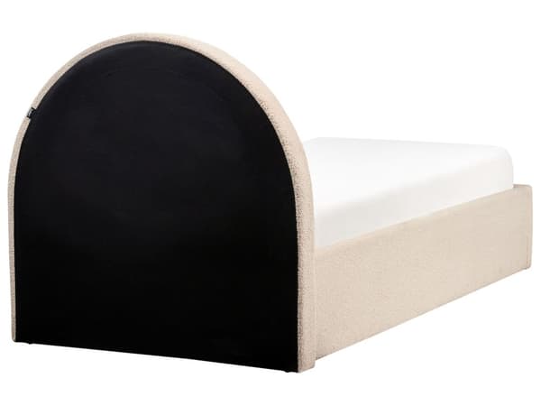 Oppbevaringsseng Beige Boucle Enkeltseng 90 x 200 cm Minimalistisk Retro Design Oppbevaring