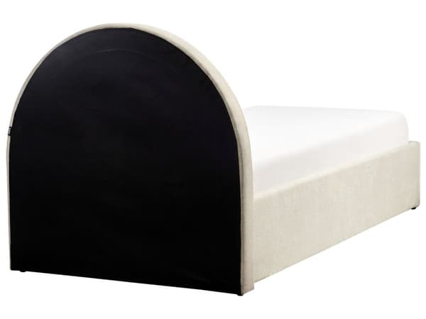 Oppbevaringsseng Beige Stoff Enkeltseng 90 x 200 cm Minimalistisk Retro Design Oppbevaring