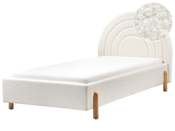 Enkeltseng Off-White Boucle Enkeltseng 90 x 200 cm Minimalistisk Retro Design Oppbevaring