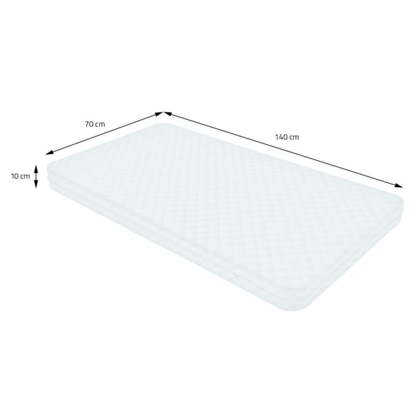 Barnsäng 70x140 cm med madrass, resårbottnar och säkerhetssidor i vit ML-design
