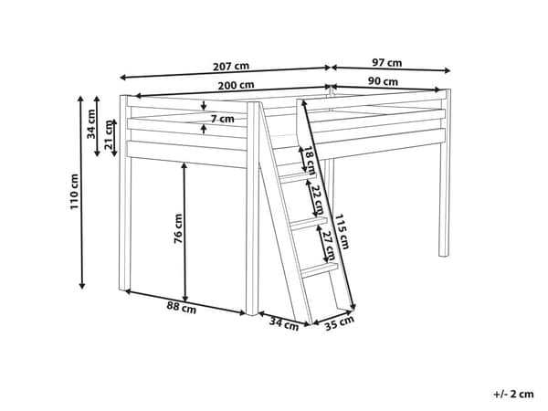 Barneseng i Rosa Furu Enkeltseng 90 x 200 cm med Lamellramme Seng for Småbarn
