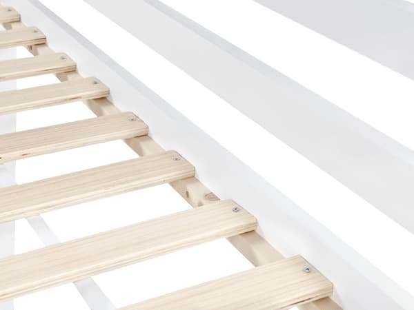 Høyseng Barneseng Hvitt Furutre 90 x 200 cm med Lamellramme med Skrivebord Loft Hytte Sengeramme
