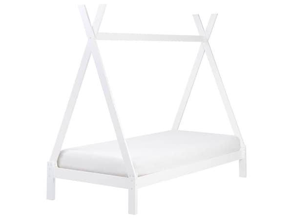 Barneseng Tipi Hvit Tre Furu 90 x 200 cm Enkeltseng med Sengeramme med Lameller